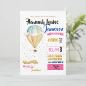 Baby Girl Willkommen in der Welt Einladung (Stehend Vorderseite)