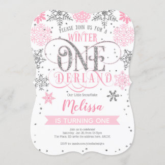 Baby Girl, Winter Onederland 1. Geburtstag Einladung