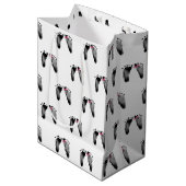 Baby Girl with Bow Footprints Medium Gift Bag Mittlere Geschenktüte (Vorderseite Schrägansicht)