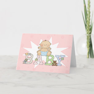 Baby Girl with Pink Background Blank New Baby Ankündigung