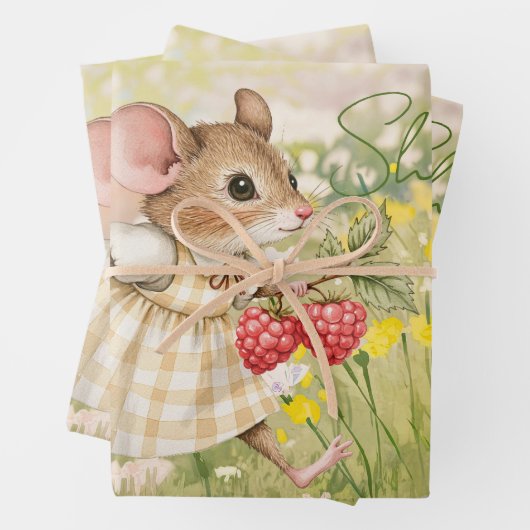Baby Girl Woodland Animal Shower Geschenkpapier Set (Beispiel)