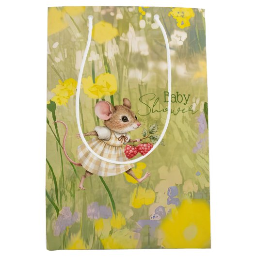 Baby Girl Woodland Animal Shower Mittlere Geschenktüte (Vorderseite)