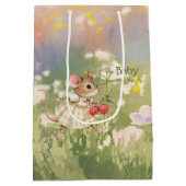 Baby Girl Woodland Animal Shower Mittlere Geschenktüte (Rückseite)