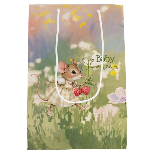 Baby Girl Woodland Animal Shower Mittlere Geschenktüte (Rückseite)