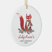 Baby Girl Woodland Fox Personalisiert 1. Weihnacht Keramik Ornament (Rechts)