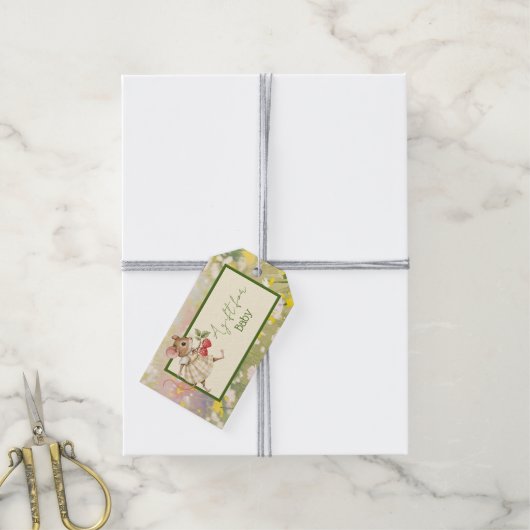 Baby Girl Woodland Tierdusche Geschenkanhänger (Mit Garn)