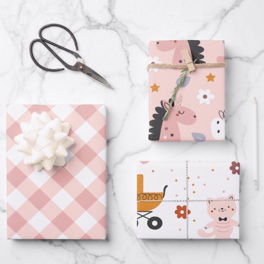 Baby Girl Wrapping Paper - 3 Blätter (Vorderseite)