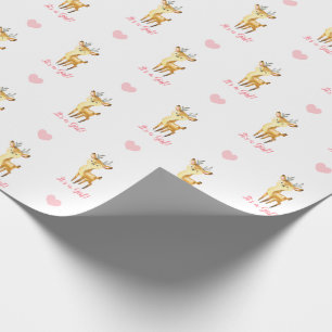 Baby Girl Wrapping Paper Pink Deer (Es ist ein Mä Geschenkpapier