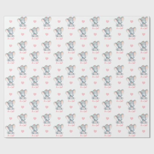 Baby Girl Wrapping Paper Pink Elephant Es ist ein Geschenkpapier (Flach)