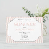 Baby Girl Zickzack Sip und siehe Einladung (Stehend Vorderseite)