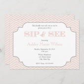 Baby Girl Zickzack Sip und siehe Einladung (Vorne/Hinten)