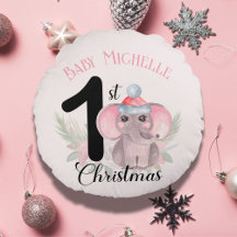 Baby Girl's 1. Weihnachten Niedlich Pink Elephant