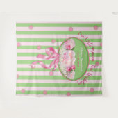 Baby Girl's 1st Birthday, Tapestry, Pink/Blume Wandteppich (Vorderseite (Horizontal))