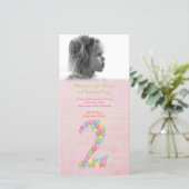 Baby Girls 2. Geburtstag Party Fotokarte Einladung (Stehend Vorderseite)