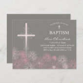 Baby Girl's Baptism Einladung mit Cross, Daisies (Vorne/Hinten)