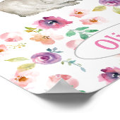 Baby Girl's Bunny w Name Kinderzimmer Floral Water Poster (Ecke)
