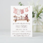 Baby Girl's Clothes Kleidung Babydusche Einladung (Stehend Vorderseite)