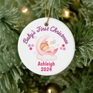 Baby Girls Erste Weihnachten Personalisiert Keramik Ornament