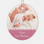 Baby Girls Erste Weihnachten w. Foto und Stände - Keramik Ornament (Links)