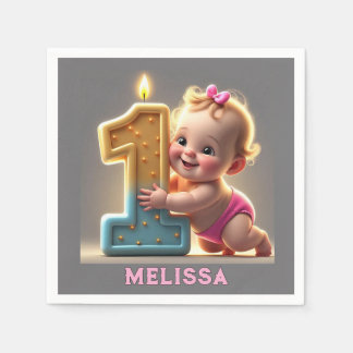 " BABY GIRL'S ERSTER GEBURTSTAG " SERVIETTE
