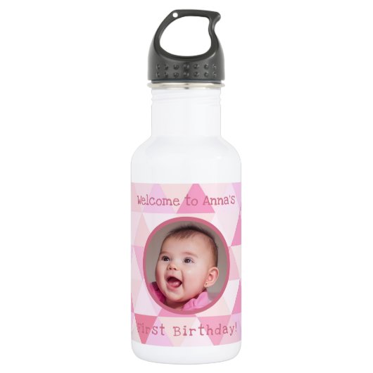 Baby Girl's erster Geburtstag| Wasserflasche (Vorderseite)