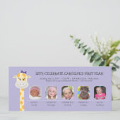 Baby Girl's erstes Geburtstag Jahr Einladung (Stehend Vorderseite)