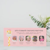 Baby Girl's erstes Geburtstag Jahr Einladung (Stehend Vorderseite)