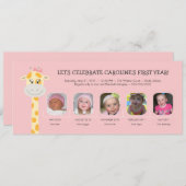 Baby Girl's erstes Geburtstag Jahr Einladung (Vorne/Hinten)