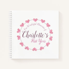 Baby Girl's erstes Jahr Mama und Papa leere Zeitsc Notizblock