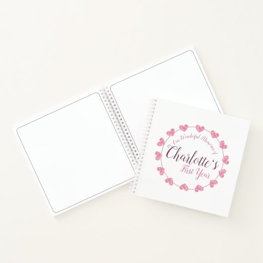 Baby Girl's erstes Jahr Mama und Papa leere Zeitsc Notizblock (Innenseite)