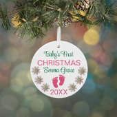 Baby Girls Erstes Weihnachtsfest Foto Rosa Schneef Keramik Ornament