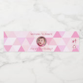 Baby Girl's First Birthday | Flaschenetikett Wasserflaschenetikett (Einzelnes Label)