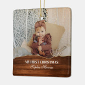 Baby Girl's First Christmas Birth Stats & Foto Keramikornament (Links)