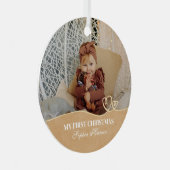 Baby Girl's First Christmas Birth Stats & Foto Ornament Aus Metall (Vorderseite Rechts)