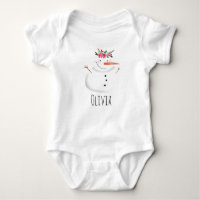 Baby Girls First Christmas Blume Snowman und Name