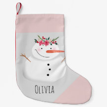 Baby Girls First Christmas Blume Snowman und Name