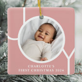 Baby Girl's First Christmas Foto Pink Keramikornament