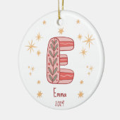 Baby Girl's First Christmas mit Initial E Keramik Ornament (Links)