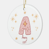 Baby Girl's First Christmas Monogram mit Foto Keramik Ornament (Links)