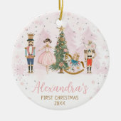 Baby Girl's First Christmas Pink Nutcracker Ballet Keramik Ornament (Vorne)