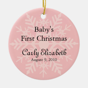 Baby Girl's First Christmas - Pink Snowflake Keramik Ornament