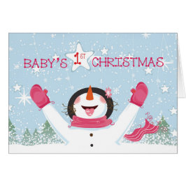 Baby Girl's First Christmas Pink Snowman