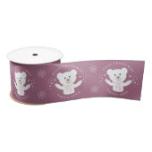 Baby Girls First Christmas Polar Bear Pink Satinband (Spule)