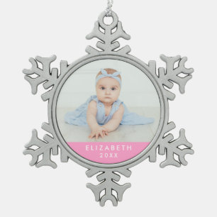 Baby Girl's First Christmas Schneeflocken Zinn-Ornament