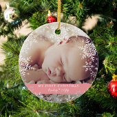 Baby Girl's First Christmas Snowflakes Pink Ornament Aus Glas