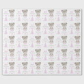 Baby Girls First Christmas Teddy Bear Pink Geschenkpapier (Flach)