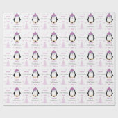 Baby Girls First Christmas Winter Pinguin Pink Geschenkpapier (Flach)