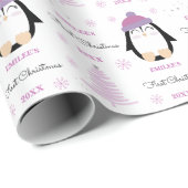 Baby Girls First Christmas Winter Pinguin Pink Geschenkpapier (Rolleneckpunkt)