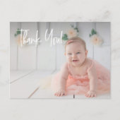 Baby Girl's first Geburtstag Danke Foto Postkarte (Vorderseite)