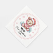 Baby Girl's First Xmas Napkins - bearbeitbarer Nam Serviette (Ecke)